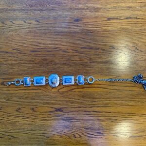 Elegant Silver Belt with Blue Stones